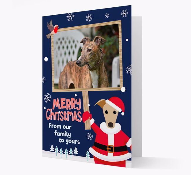 Santa Pet Holding Frame: Photo Upload {breedFullName} Card