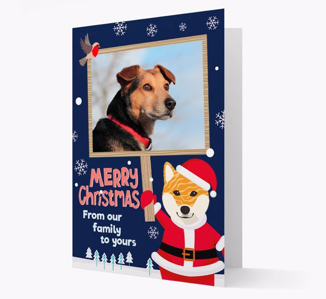 Santa Pet Holding Frame: Photo Upload {breedFullName} Card