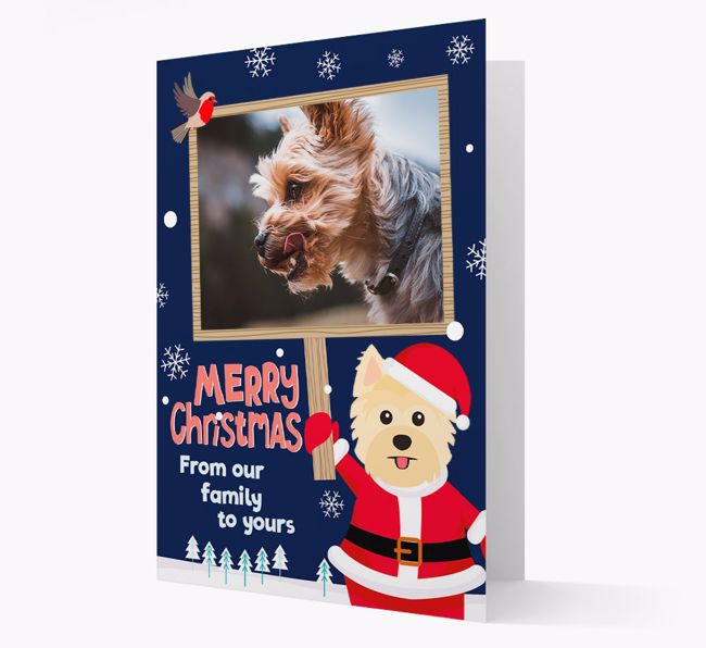 Santa Pet Holding Frame: Photo Upload {breedFullName} Card