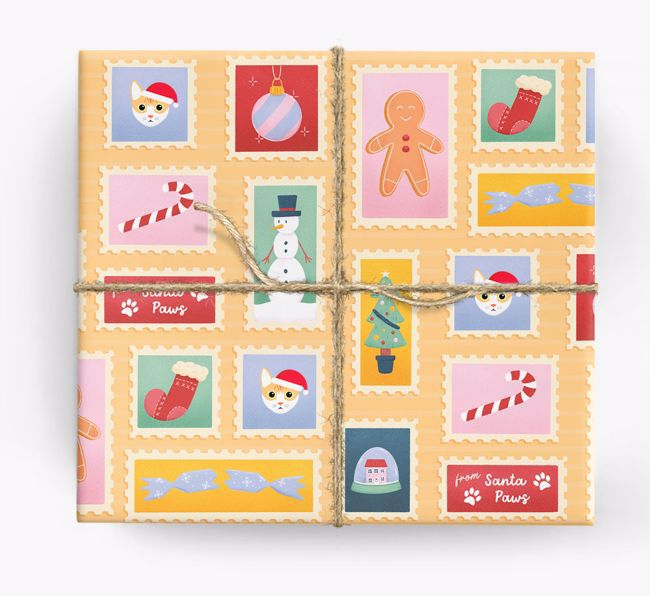 Christmas Stamps: Personalized {breedCommonName} Wrapping Paper