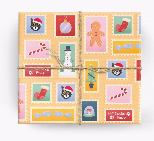Christmas Stamps: Personalised {breedCommonName} Wrapping Paper