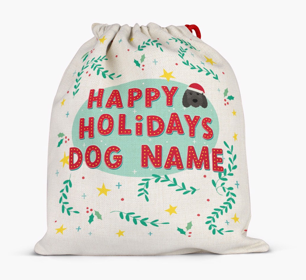 Happy Holidays: Personalized {breedFullName} Santa Sack - Full