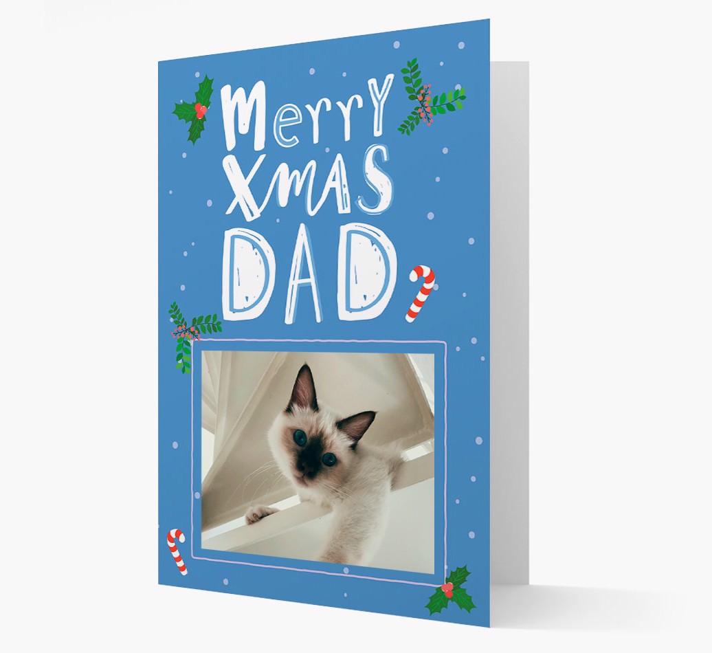 Merry Xmas Dad: Personalized {breedCommonName} Photo Card front