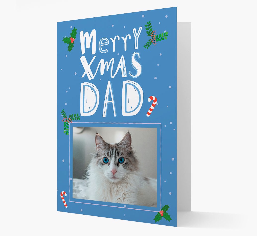 Merry Xmas Dad: Personalized {breedCommonName} Photo Card front