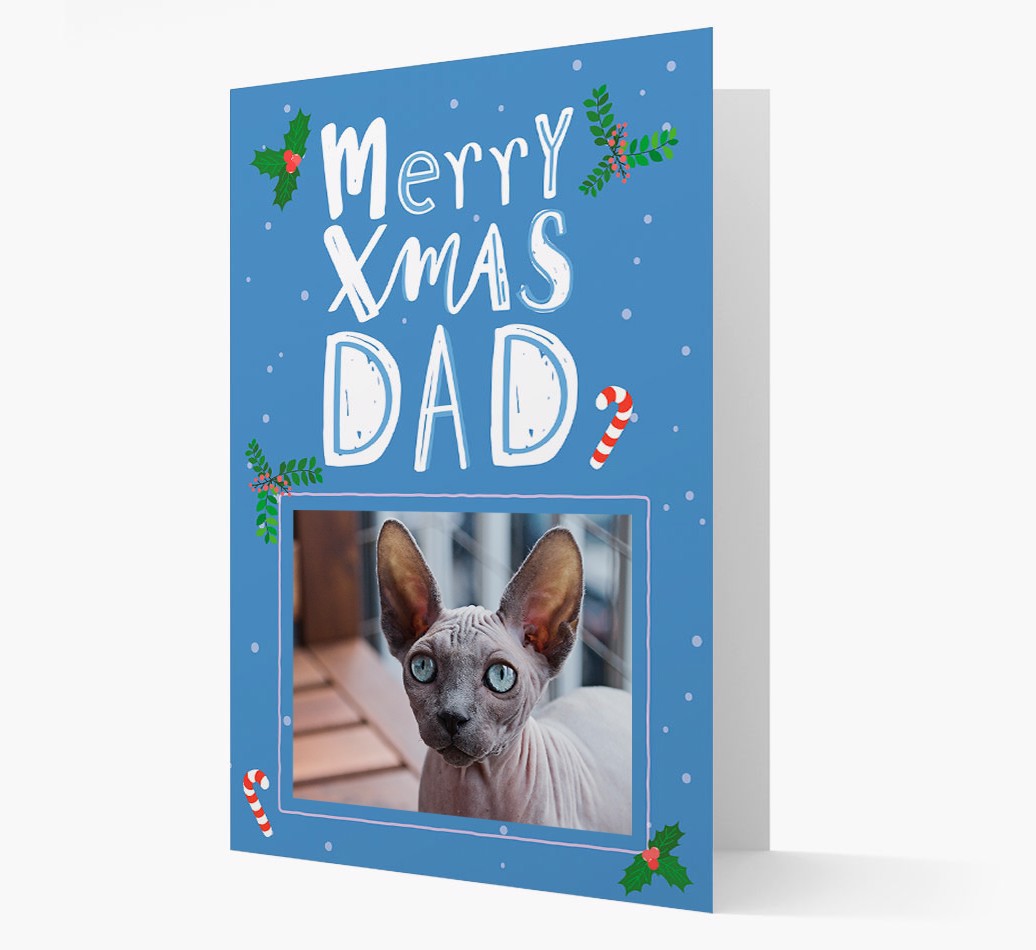 Merry Xmas Dad: Personalized {breedCommonName} Photo Card front