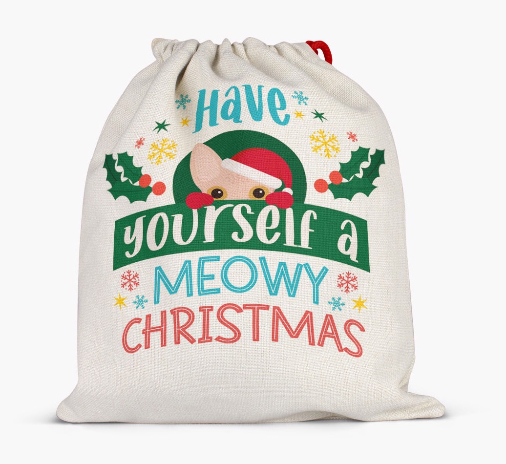 Have Yourself A Meowy Christmas: Personalized {breedFullName} Santa Sack - Full