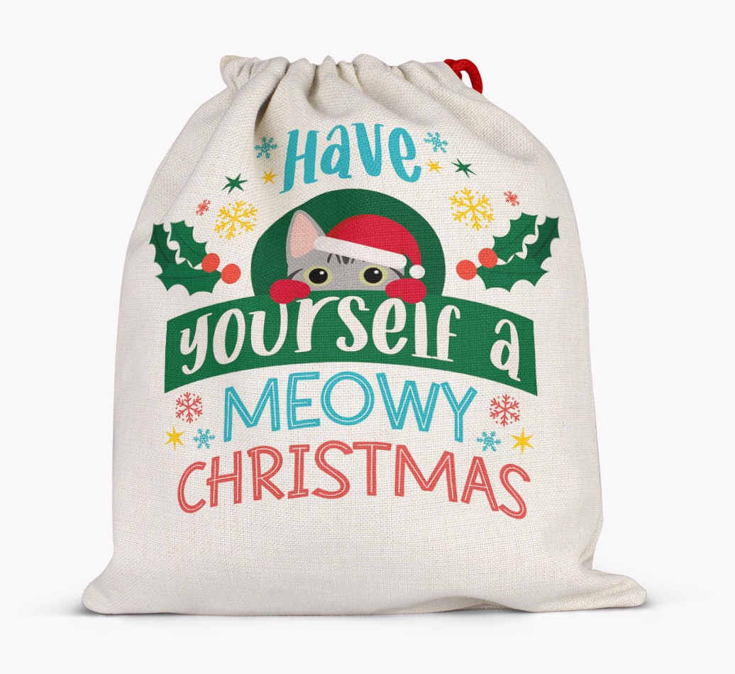 Have Yourself A Meowy Christmas: Personalised {breedFullName} Santa Sack - Full