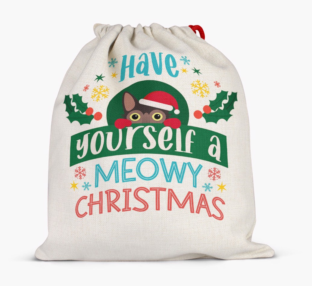 Have Yourself A Meowy Christmas: Personalized {breedFullName} Santa Sack - Full