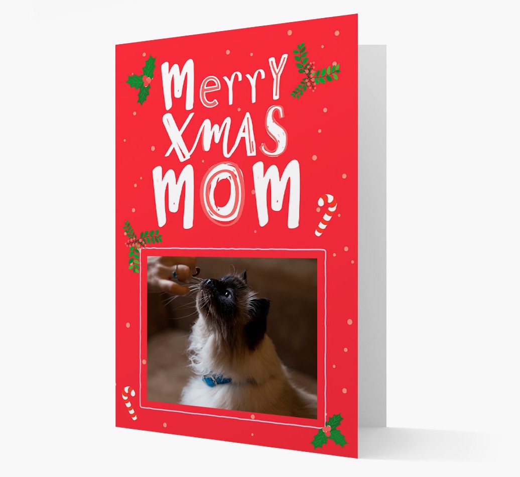 Merry Xmas Mom: Personalized {breedCommonName} Photo Card - Front