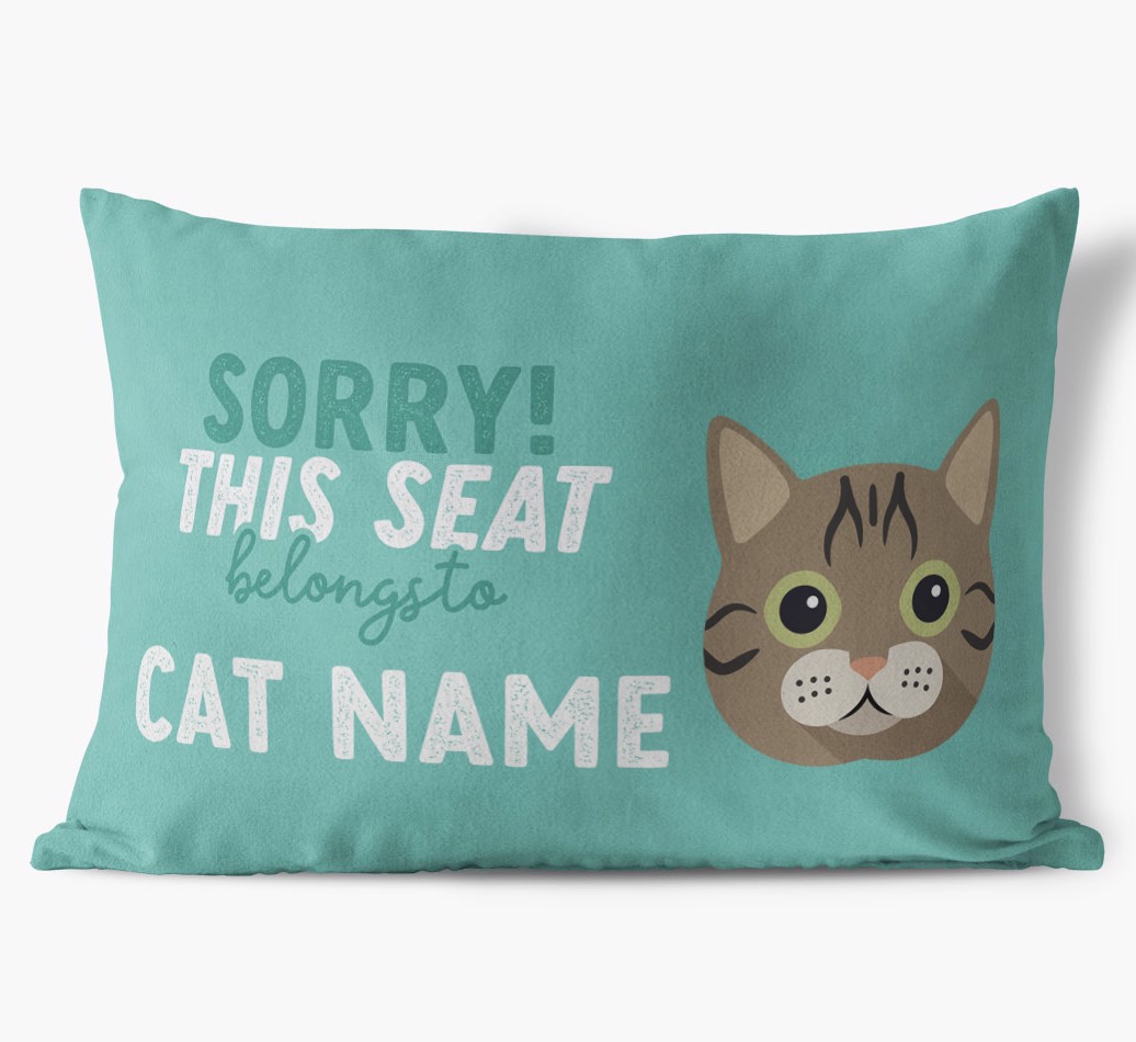 Sorry This Seat Belongs To: Personalised {breedFullName} Soft Touch Cushion front view