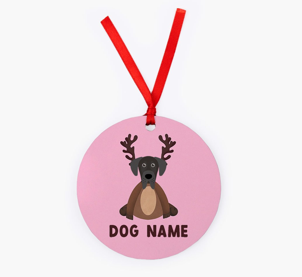 Reindog: Personalised {breedFullName} Christmas Decoration - Front
