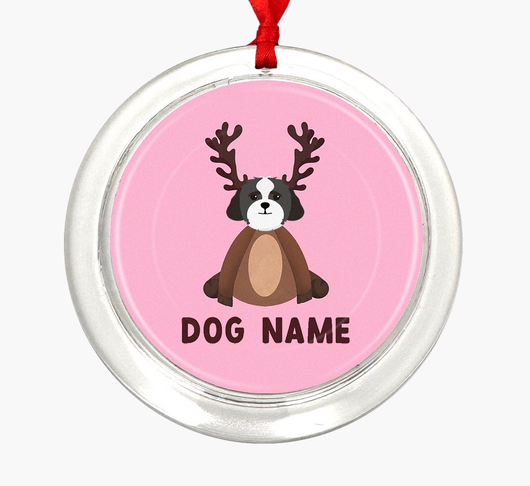Reindog: Personalized {breedFullName} Christmas Decoration - Front