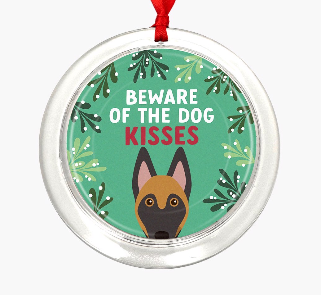 Beware Of The Dog Kisses: Personalized {breedFullName} Christmas Decoration