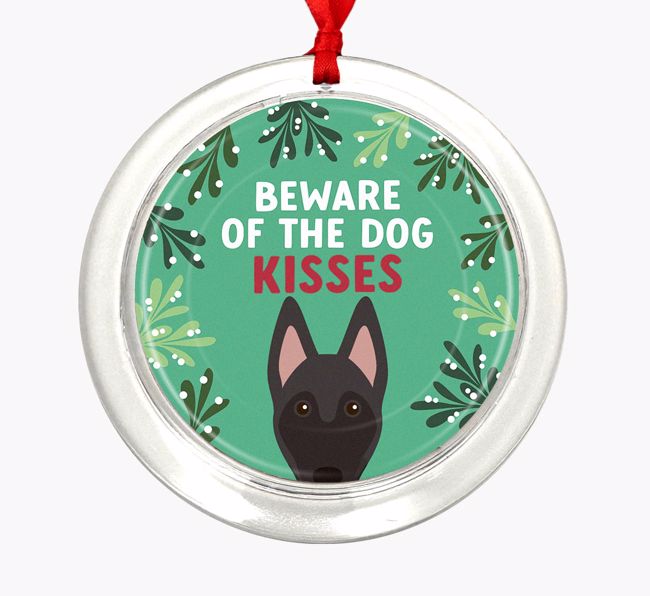 Beware Of The Dog Kisses: Personalized {breedFullName} Christmas Decoration