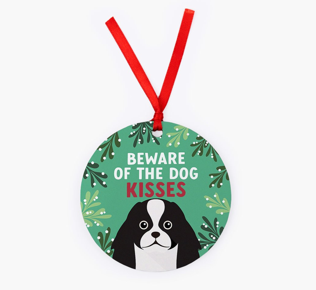 Beware Of The Dog Kisses: Personalised {breedFullName} Christmas Decoration - Front