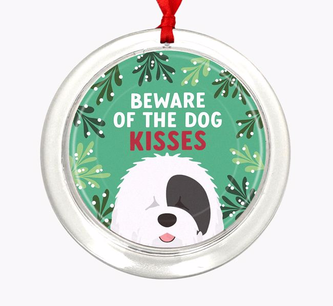 Beware Of The Dog Kisses: Personalized {breedFullName} Christmas Decoration