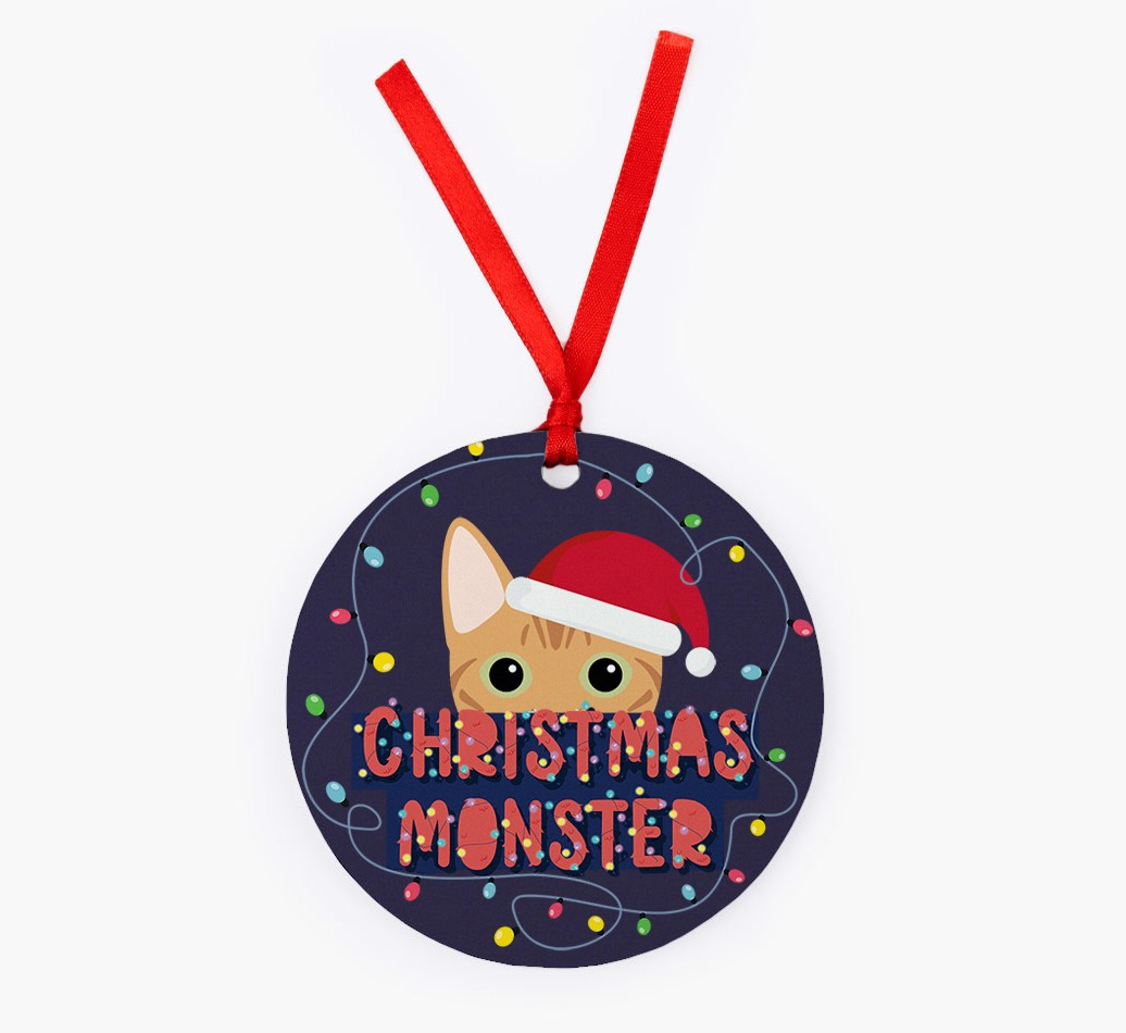 Christmas Monster: Personalised {breedCommonName} Christmas Decoration - Front