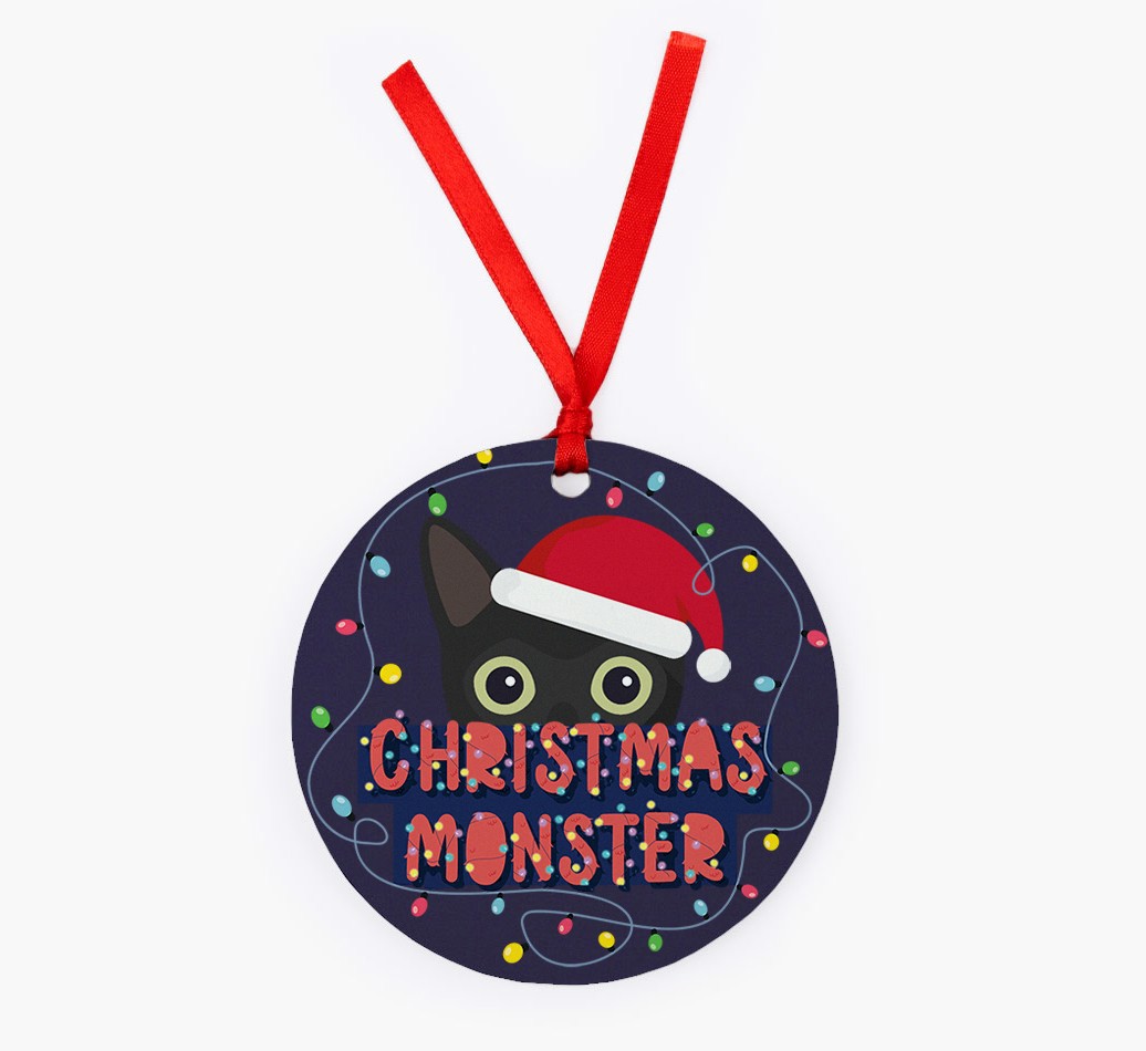 Christmas Monster: Personalised {breedCommonName} Christmas Decoration - Front