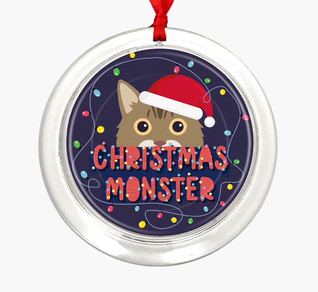 Christmas Monster: Personalized {breedCommonName} Christmas Decoration - Front