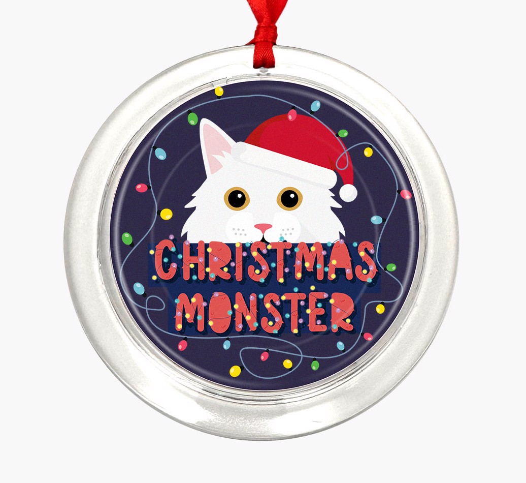 Christmas Monster: Personalized {breedCommonName} Christmas Decoration - Front