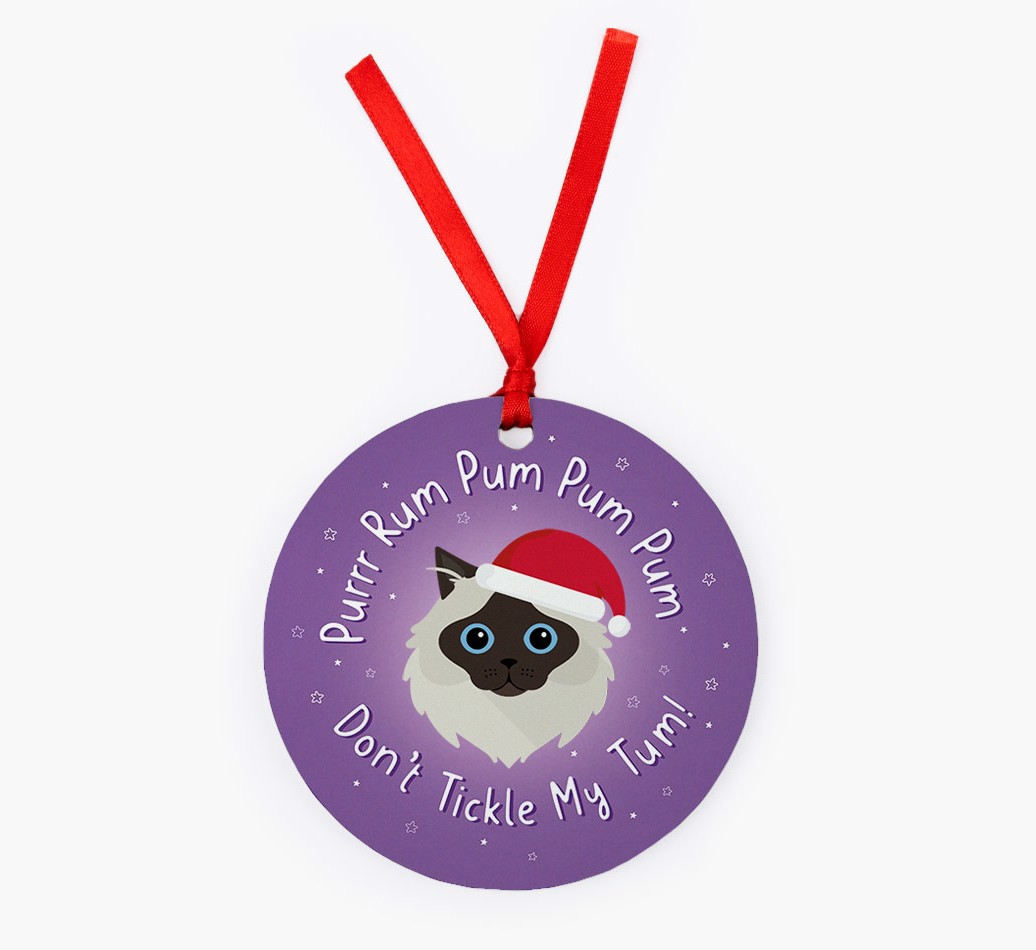 Purrr Rum Pum Pum Pum: Personalised {breedCommonName} Christmas Decoration - Front