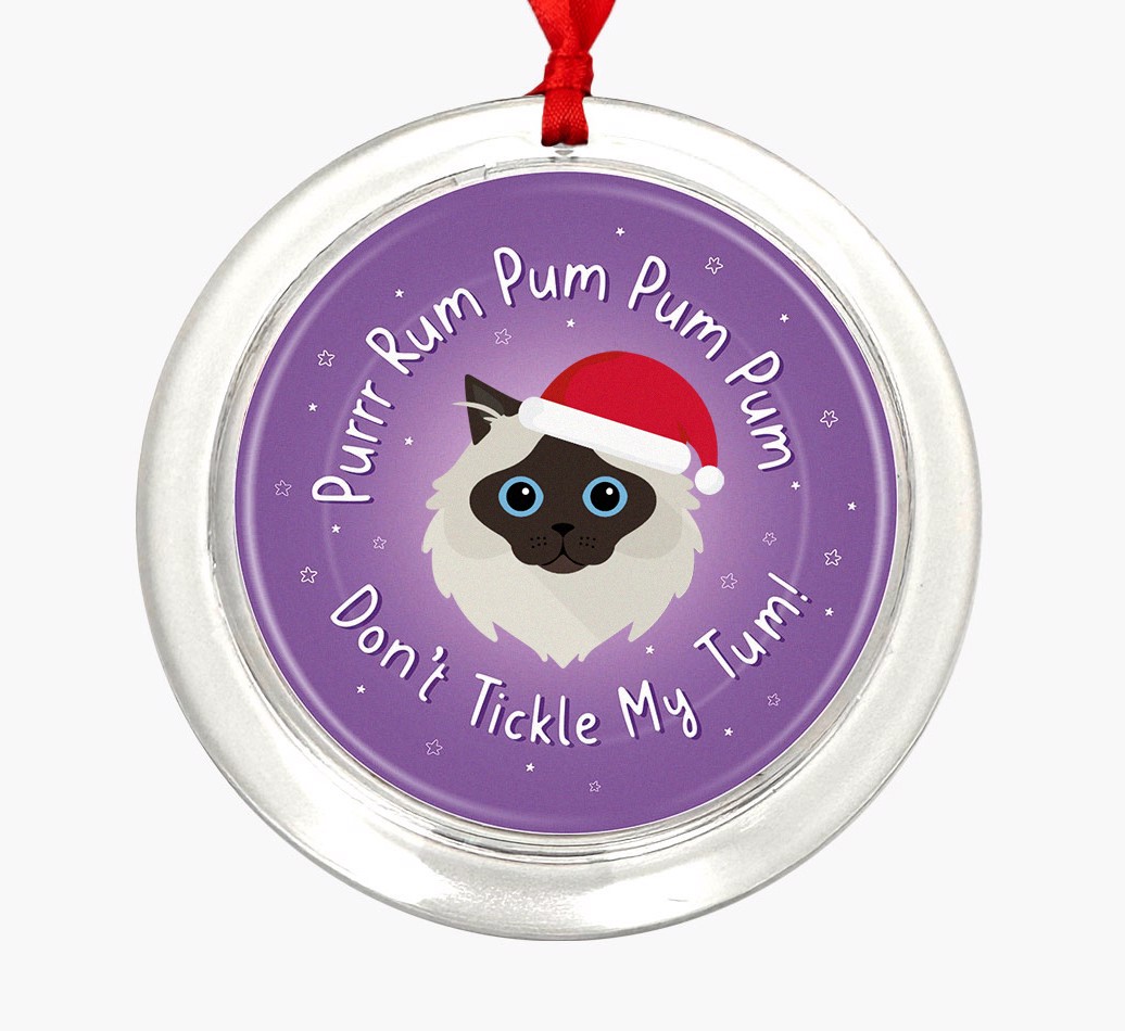 Purrr Rum Pum Pum Pum: Personalized {breedCommonName} Christmas Decoration - Front