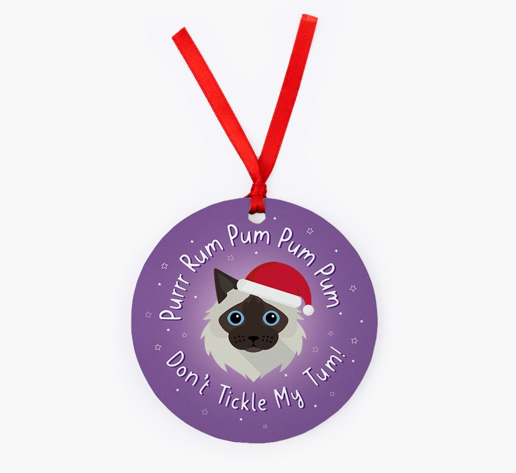 Purrr Rum Pum Pum Pum: Personalised {breedCommonName} Christmas Decoration - Front