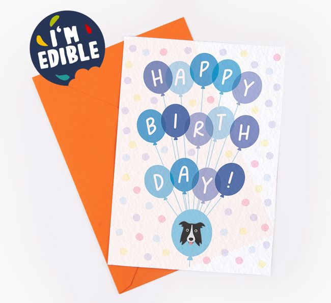 Birthday Balloons: Personalised {breedFullName} Edible Card