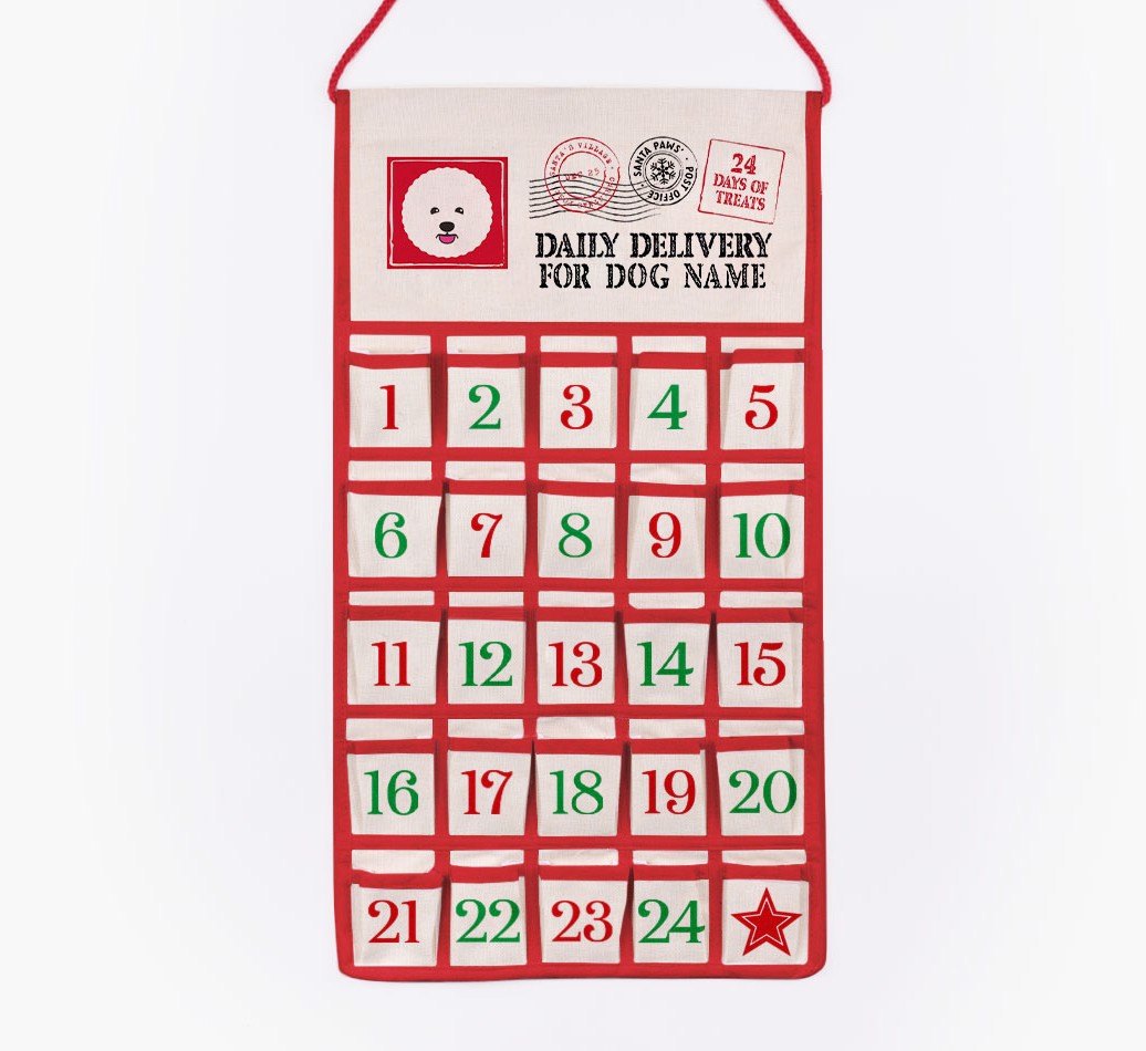Daily Delivery: Personalised {breedFullName} Self-Fill Advent Calendar - cut out on white background