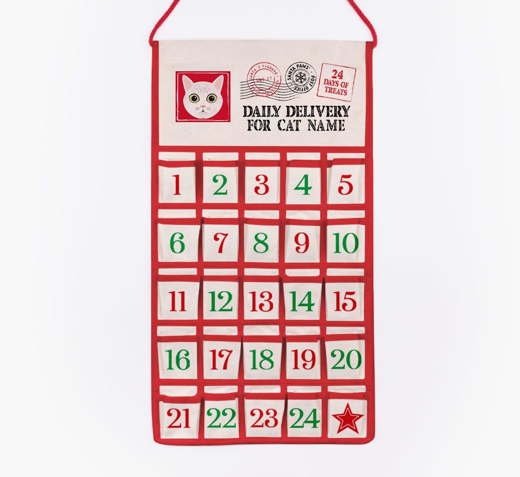 Daily Delivery: Personalized {breedCommonName} Self-Fill Advent Calendar - cut out on white background