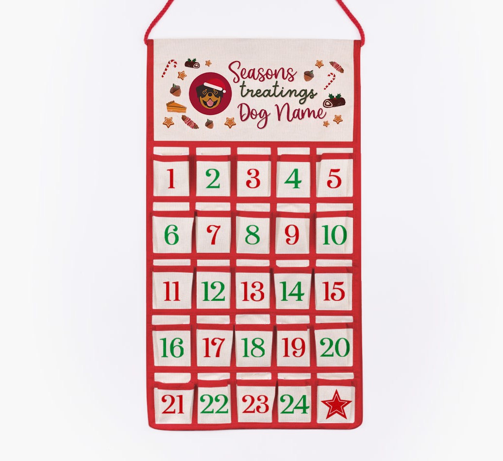Seasons Treatings: Personalized {breedFullName} Self-Fill Advent Calendar - cut out on white background