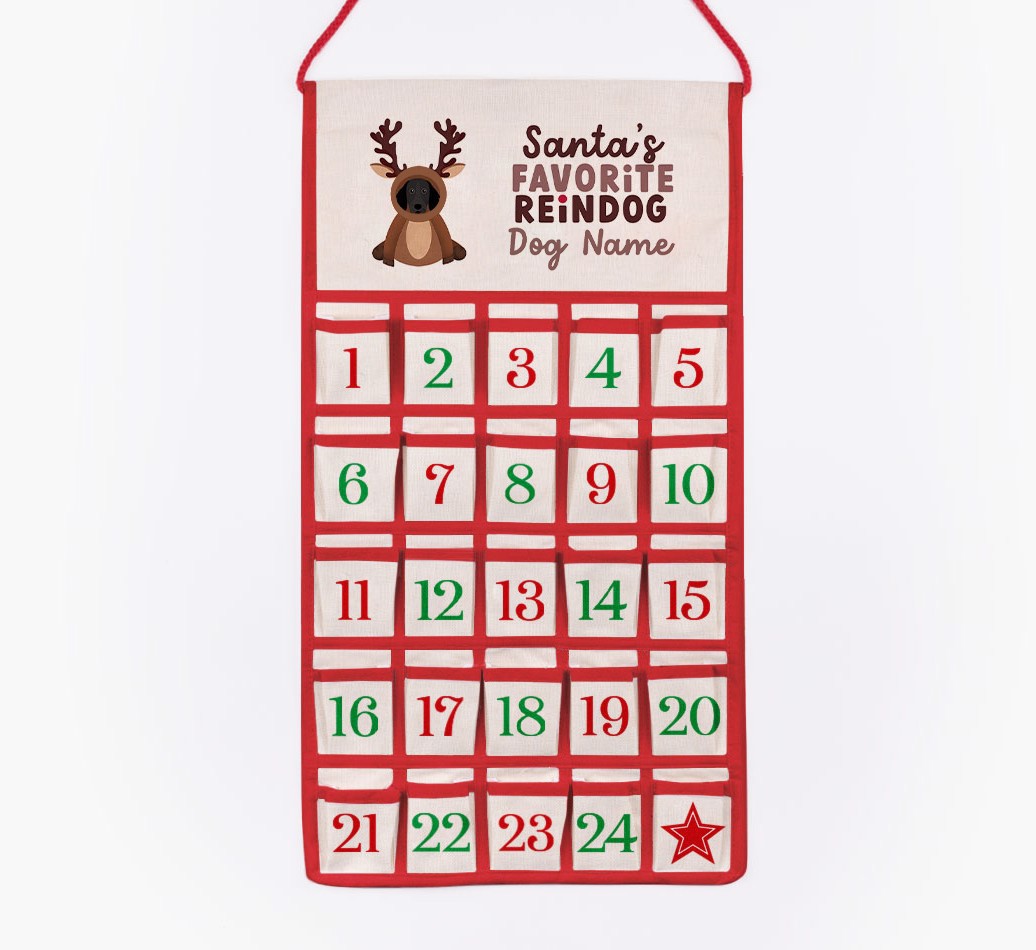 Favorite Reindog: Personalized {breedFullName} Self-Fill Advent Calendar - cut out on white background