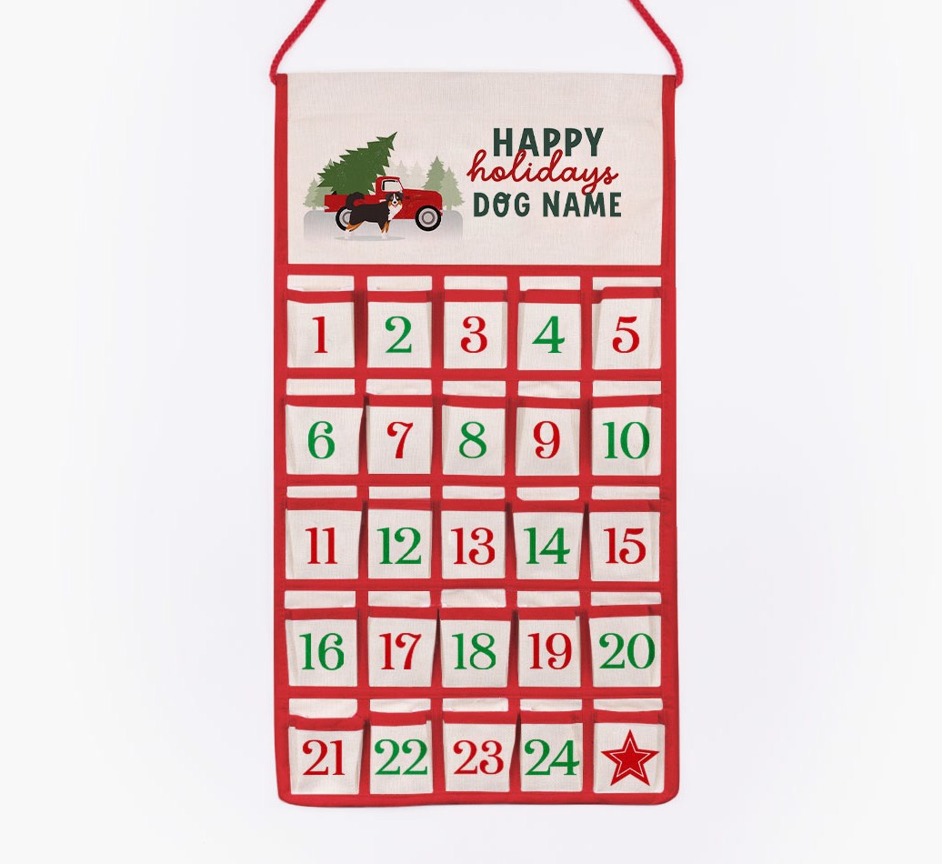 Happy Holidays: Personalized {breedFullName} Self-Fill Advent Calendar - cut out on white background