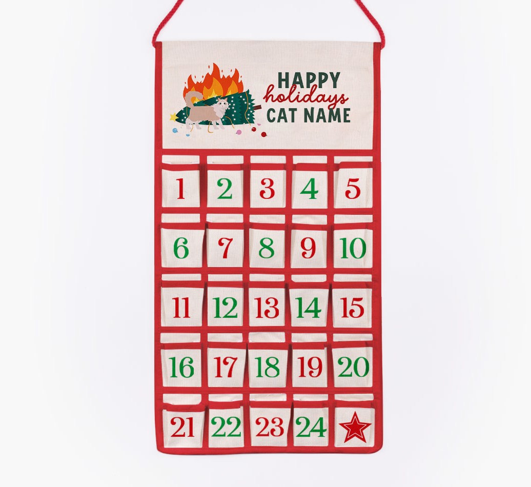 Happy Holidays: Personalized {breedCommonName} Self-Fill Advent Calendar - cut out on white background