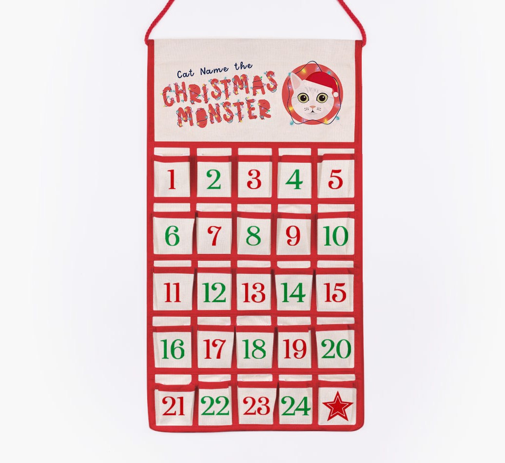 Christmas Monster: Personalised {breedFullName} Self-Fill Advent Calendar - cut out on white background