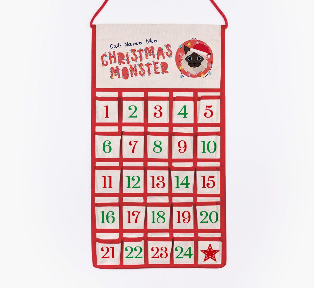 Christmas Monster: Personalized {breedCommonName} Self-Fill Advent Calendar - cut out on white background