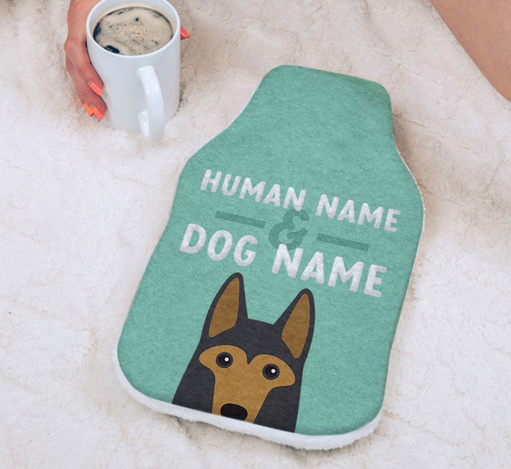 Human And Pet Name: Personalized {breedCommonName} Hot Water Bottle