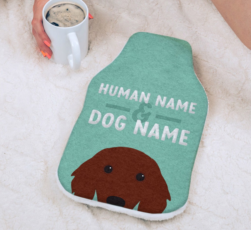 Human And Pet Name: Personalized {breedCommonName} Hot Water Bottle