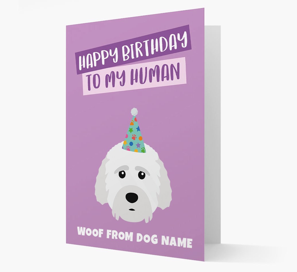 'Happy Birthday To My Human' - Personalized {breedFullName} Card Front