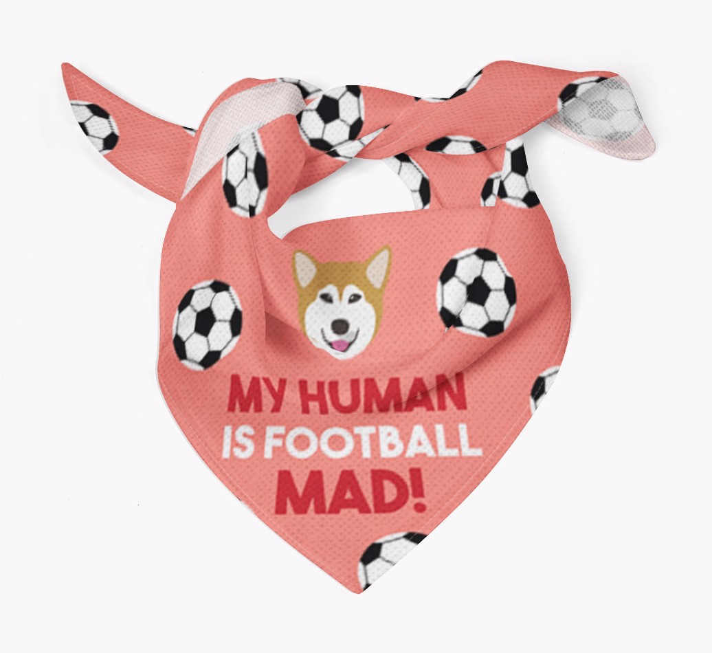 My Human Is Football Mad: Personalised {breedFullName} Bandana - Tied bandana