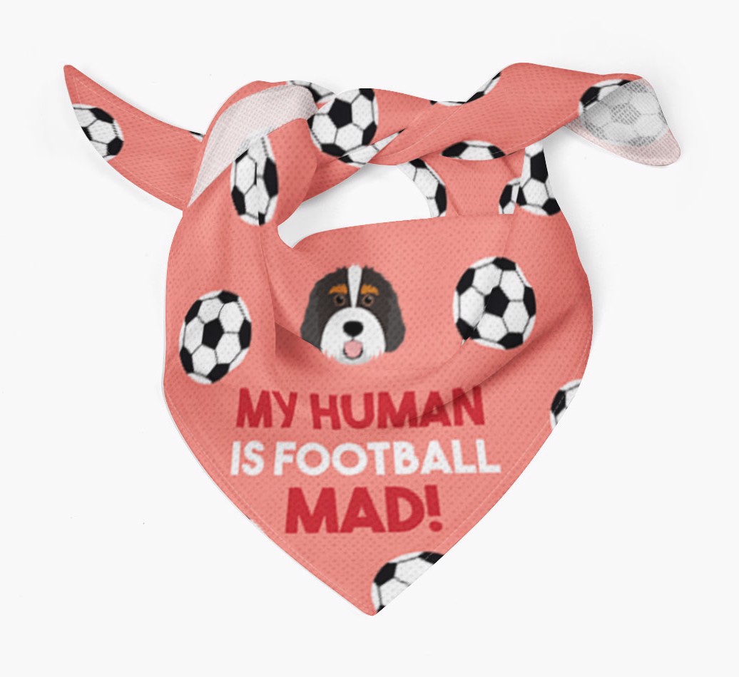 My Human Is Football Mad: Personalised {breedFullName} Bandana - Tied bandana