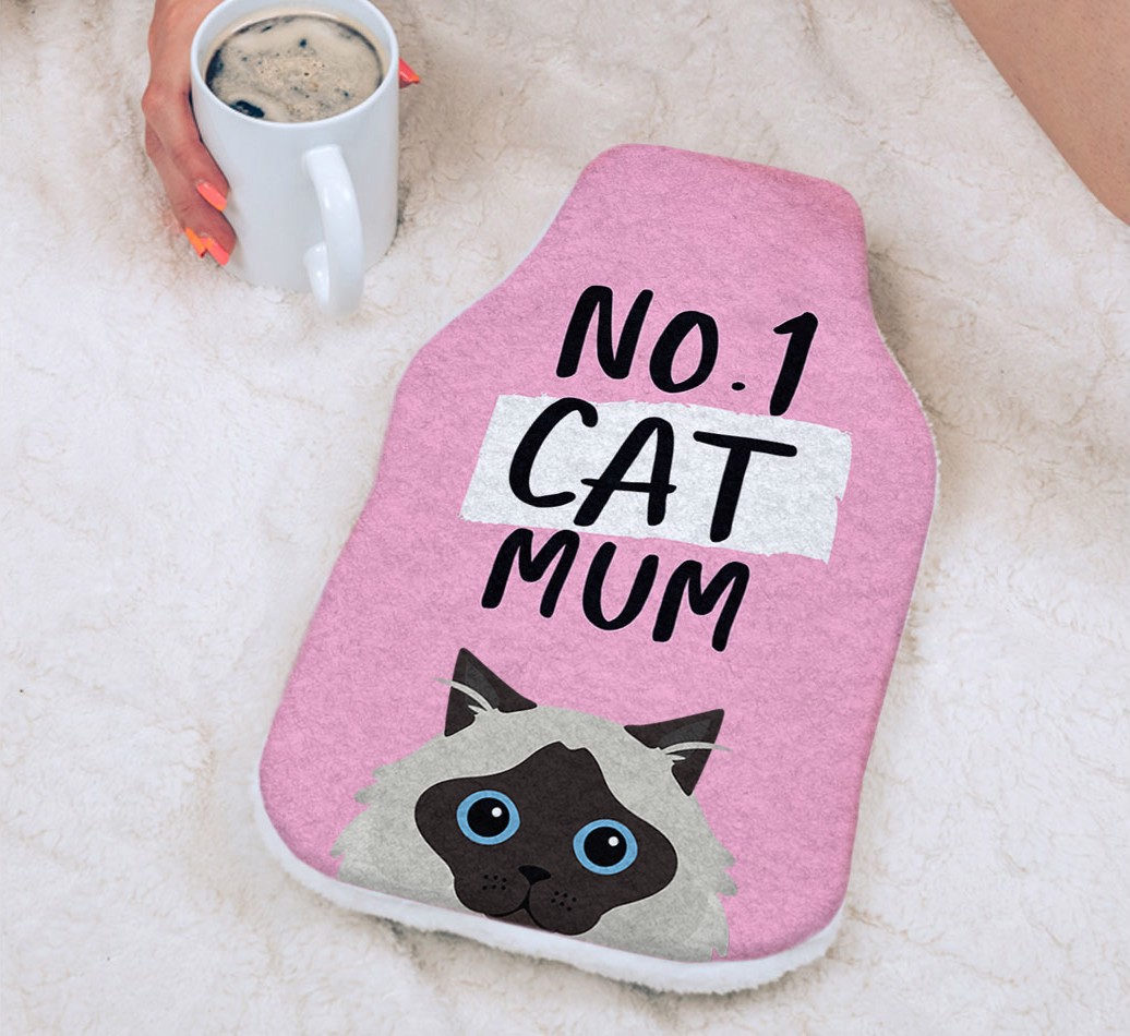 No.1 Cat Mum: Personalised {breedFullName} Hot Water Bottle