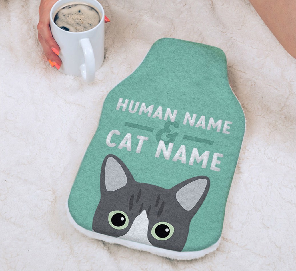 Human And Cat Name: Personalised {breedCommonName} Hot Water Bottle