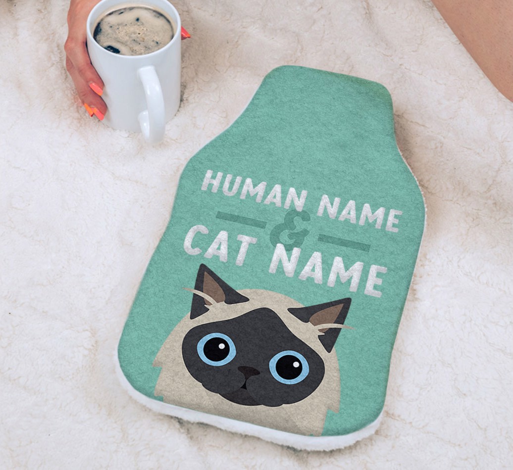 Human And Cat Name: Personalized {breedCommonName} Hot Water Bottle