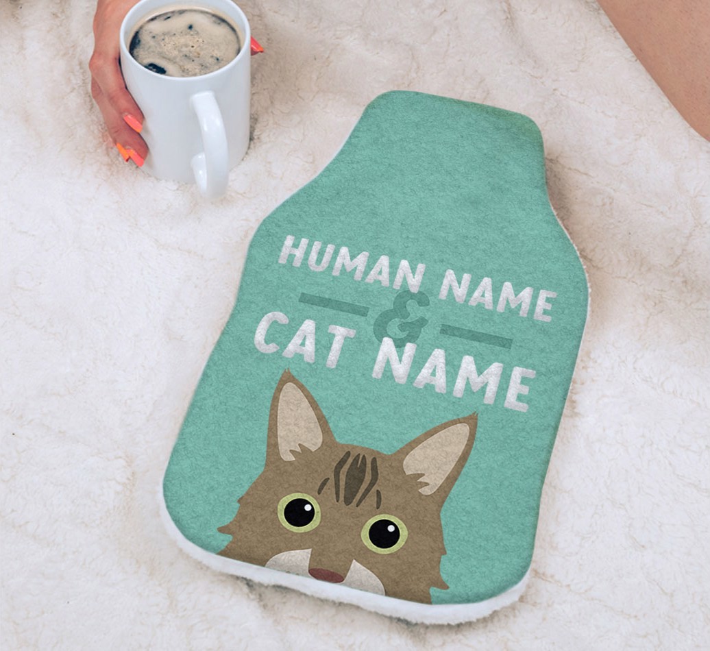 Human And Cat Name: Personalized {breedCommonName} Hot Water Bottle