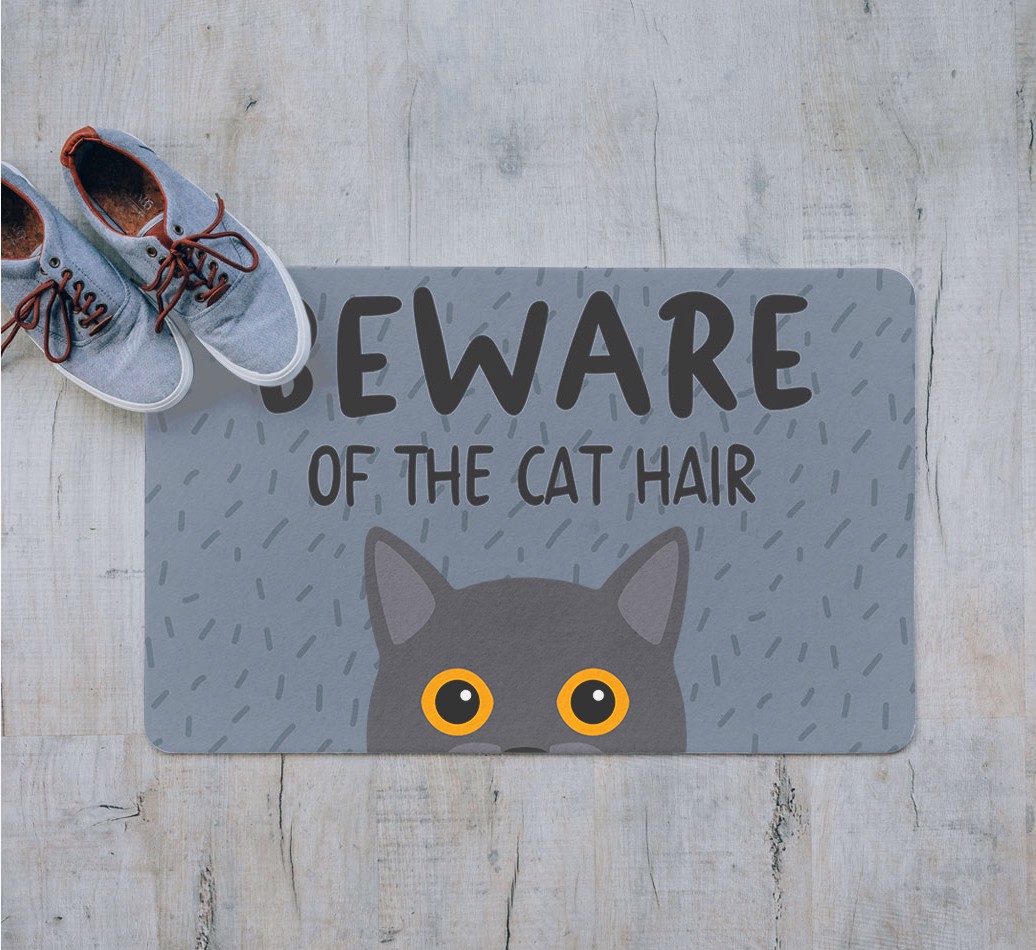 Beware Of The Cat Hair: Personalized {breedFullName} Doormat