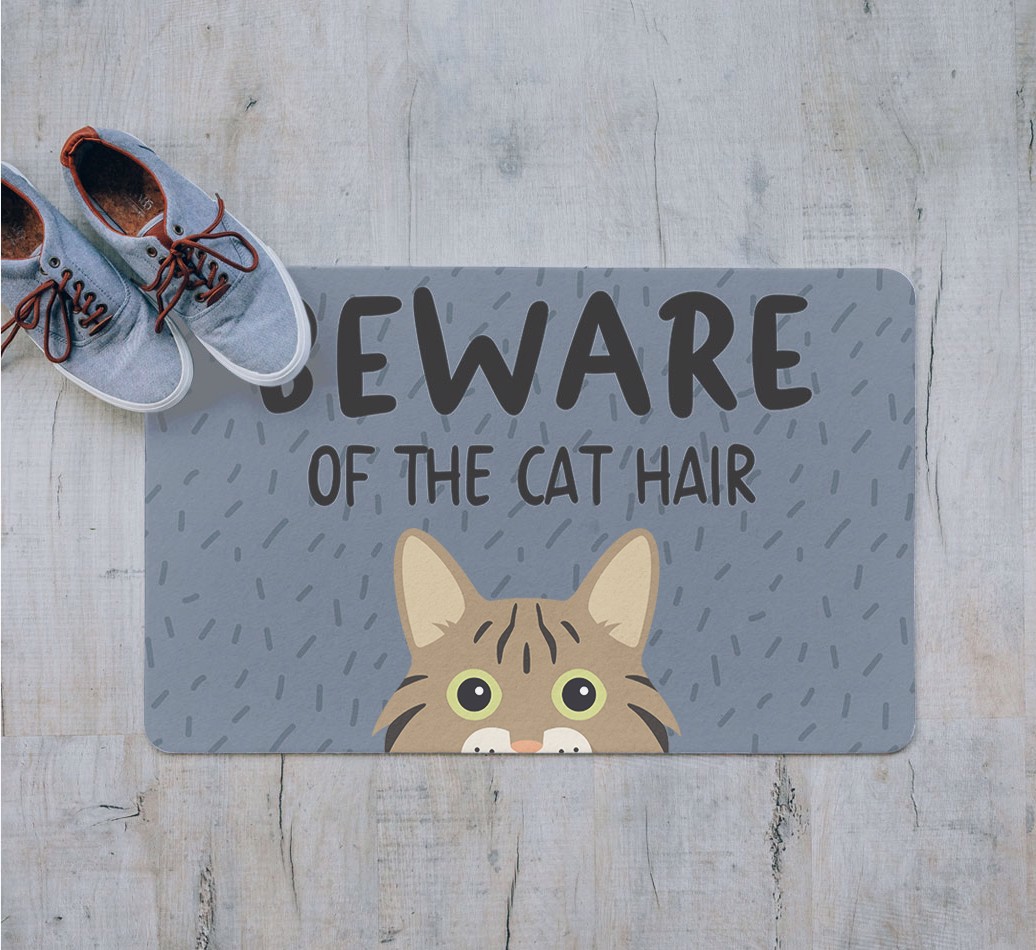 Beware Of The Cat Hair: Personalized {breedFullName} Doormat