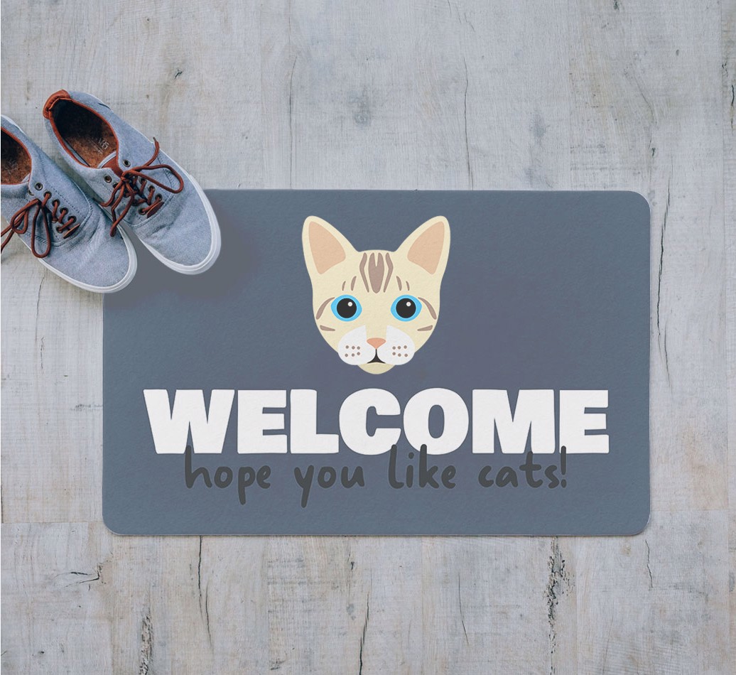 Welcome Hope You Like Cats!: Personalized {breedFullName} Door Mat