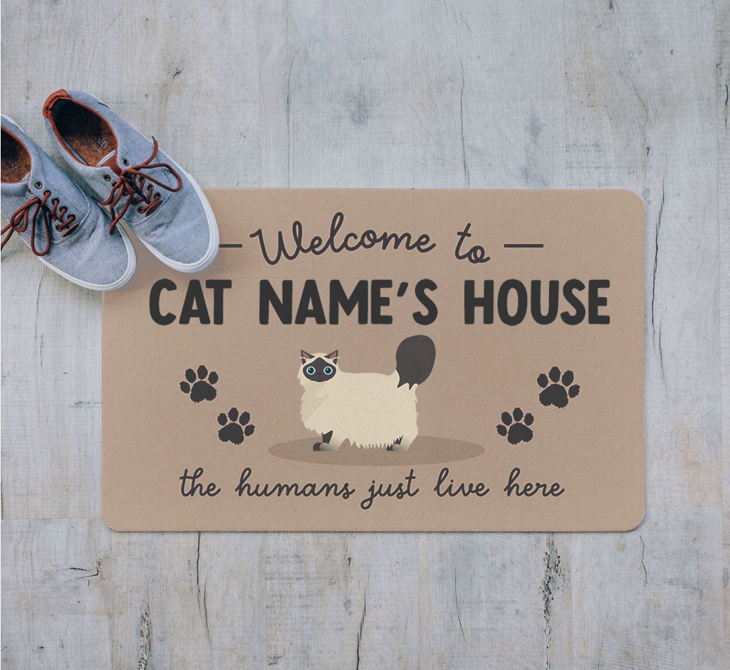 Welcome To The Cats House: Personalized {breedFullName} Door Mat