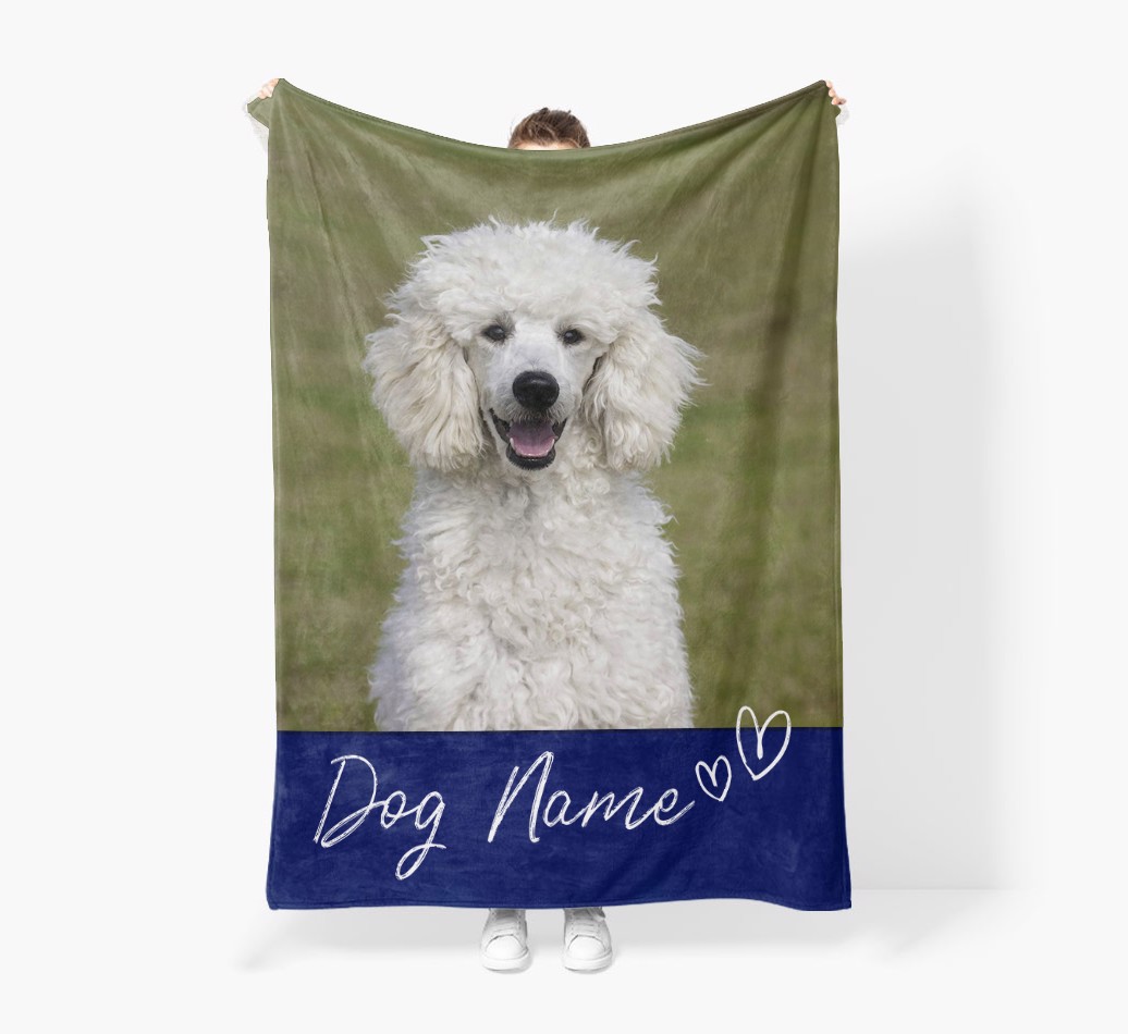 Photo Signature: Personalized {breedFullName} Premium Sherpa Fleece Photo Blanket - Held by Person